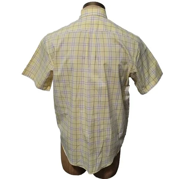 ROUNDTREE & YORKE Easy Care Shirt Mens M Yellow Plaid Short Sleeve Butto… - Picture 4 of 11